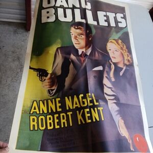 Vintage 1938 GANG BULLETS Original Movie Poster Rare!!! Great Colors?